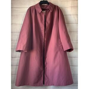 Vintage Misty Harbor Mauve Pink Trench Coat Faux Fur Detachable Lining Size 20P
